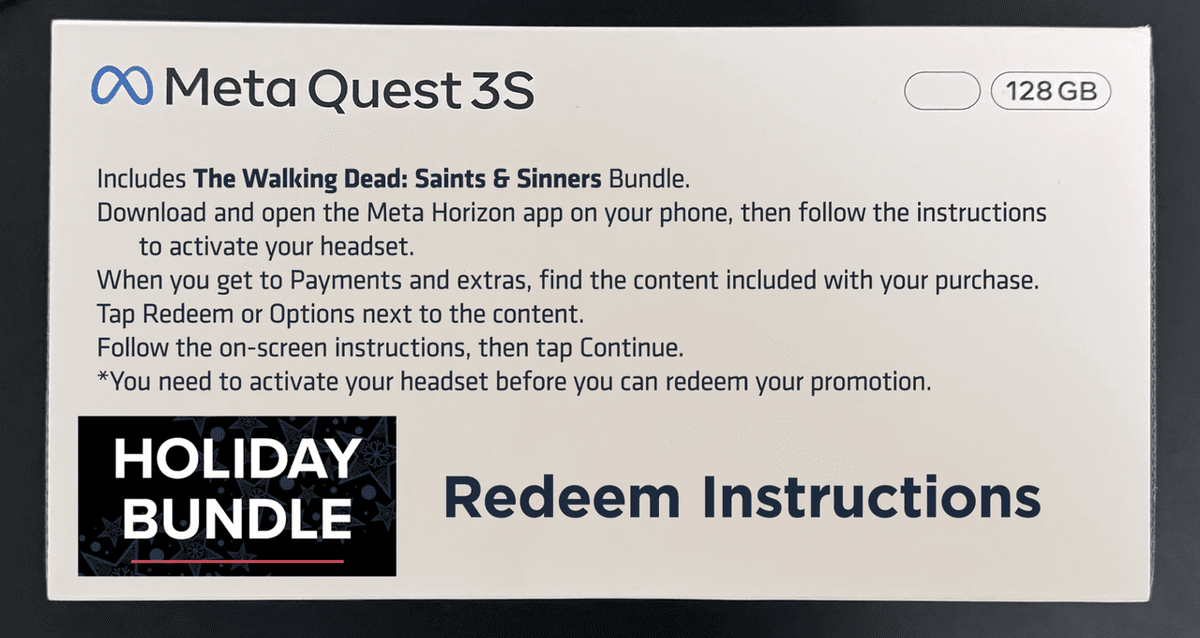 Quest 3S All-In-One VR Headset Essential Holiday Bundle