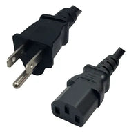 5-15 Plug to IEC320 C13 Connector 0.3 Meters / 1 Foot 15A/125V 14/3 SJT Black - Power Cord