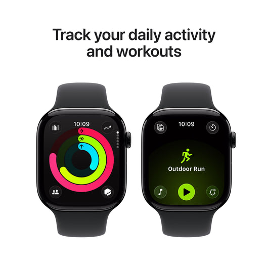 Apple Watch Series 11 [GPS 46mm] Smartwatch with Jet Black Aluminum Case with Black Sport Band - M/L